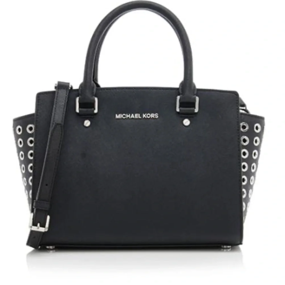 Modern Black MICHAEL Michael Kors Selma Grommet Medium shoulder, crossbody bag - Picture 6 of 16